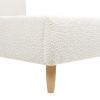 Roman Curved Headboard Upholstered Platform Bed, Queen, Ivory White Boucle