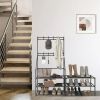 5-Tier Shoe Rack Shoe Storage for Entryway,Narrow Shoe Rack,Coat and Shoe Rack with 8 Hooks