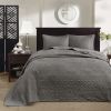 Reversible Bedspread Set Dark Grey Full