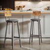 Bar stool 2-piece set, black dining table chair with backrest and footrest, thick cushion stool, kitchen island for dining kitchen counter