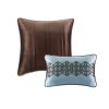 5 Piece Reversible Jacquard Bedspread Set Blue Queen