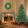 6FT Pre-Lit Aspen Fir Artificial Christmas Tree with Wreath & Garland,Grass Green Xmas Tree with 380 Multi-Color LED Lights, 11 Lighting Modes