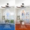 Contemporary LED Retractable Ceiling Fan with Light and Remote Control, Quiet Reversible Motor