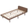 Modern Design Twin Size Platform Bed Frame with Built-in USB port for Walnut Color