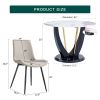 Table and chair set.42 Inch Diameter Round Tempered Glass Pandora marble patterned Dining Table - V-Shaped MDF Legs.Paired With 6 Gray Artificial PU C