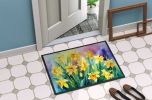 Daffodils in Watercolor Doormat Front Door Mat Indoor Outdoor Rugs for Entryway, Non Slip Washable Low Pile, 24H X 36W