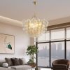 27.5-Inch Gold Pendant Light Chandelier with Threaded Clear Glass Globe Shade ��� Adjustable Height, Ideal for Living Room, Dining Room