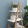 Solid bamboo wood oxford "A" frame ladder display bookshelf