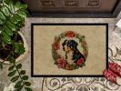 Appenzeller Sennenhund Christmas Flowers Doormat Front Door Mat Indoor Outdoor Rugs for Entryway, Non Slip Washable Low Pile, 24H X 36W