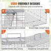 VEVOR Live Animal Cage Trap, 50" x 20" x 26" Humane Cat Trap Galvanized Iron, Folding Animal Trap with Handle for Stray Dogs, Armadillos, Raccoons