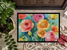 Ranunculus in Watercolor Doormat Front Door Mat Indoor Outdoor Rugs for Entryway, Non Slip Washable Low Pile, 24H X 36W