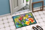 Freesias in Watercolor Doormat Front Door Mat Indoor Outdoor Rugs for Entryway, Non Slip Washable Low Pile, 24H X 36W