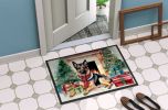 German Shepherd Cozy Christmas Doormat Front Door Mat Indoor Outdoor Rugs for Entryway, Non Slip Washable Low Pile, 24H X 36W