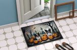 Papillon Spooky Halloween Doormat Front Door Mat Indoor Outdoor Rugs for Entryway, Non Slip Washable Low Pile, 24H X 36W