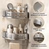 Corner Shower Caddy Suction Cup Shower Shelf Corner No Drilling Bathroom Shower Organizer Storage Rack Adhesive with Towel Bar