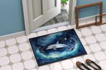 Dolphin in a Starry Sea Doormat Front Door Mat Indoor Outdoor Rugs for Entryway, Non Slip Washable Low Pile, 24H X 36W