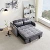 55.5" Twins Pull Out Sofa Bed Grey Velvet