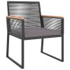 4 Piece Patio Lounge Set with Cushions Black Steel