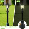 2 Pack Dusk to Dawn Outdoor 16" Black Post Light Fixture with Tempered Glass E26 Waterproof Pole 75W Post Lamp Outdoor Lighting Hard Wired for Yard