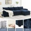 [VIDEO provided][New]118*55" Modern L-shaped Chenille Cloud Sofa with Double Seat Cushions,5-seat Upholstered Indoor Furniture