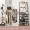 5-Tier Shoe Rack Shoe Storage for Entryway,Narrow Shoe Rack,Coat and Shoe Rack with 8 Hooks