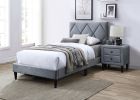 Full Size Bed w Adjustable Headboard 1pc Bedframe, Grey Velvet Upholstered Youth Bedroom Furniture