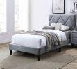 Full Size Bed w Adjustable Headboard 1pc Bedframe, Grey Velvet Upholstered Youth Bedroom Furniture