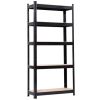 5 Tier Heavy Duty Metal Shelving Rack Unit Garage Storage Shelf Black