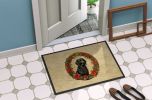 Flat-Coated Retriever Christmas Flowers Doormat Front Door Mat Indoor Outdoor Rugs for Entryway, Non Slip Washable Low Pile, 24H X 36W