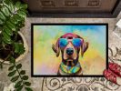 Chocolate Labrador Hippie Dawg Doormat Front Door Mat Indoor Outdoor Rugs for Entryway, Non Slip Washable Low Pile, 24H X 36W