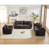 3-Seater + 3-Seater + 1-Seater Combo Sofa Modern Living Room Sofa, Linen Fabric Sofa, Wooden Frame with 5 Pillows, Apartment Sofa Furniture