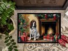 English Springer Spaniel Cozy Christmas Doormat Front Door Mat Indoor Outdoor Rugs for Entryway, Non Slip Washable Low Pile, 24H X 36W