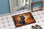 Scottish Terrier Fall Doormat Front Door Mat Indoor Outdoor Rugs for Entryway, Non Slip Washable Low Pile, 24H X 36W