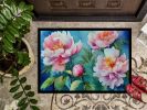 Peonies in Watercolor Doormat Front Door Mat Indoor Outdoor Rugs for Entryway, Non Slip Washable Low Pile, 24H X 36W