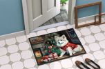 American Eskimo Cozy Christmas Doormat Front Door Mat Indoor Outdoor Rugs for Entryway, Non Slip Washable Low Pile, 24H X 36W