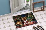 Yorkshire Terrier Cozy Christmas Doormat Front Door Mat Indoor Outdoor Rugs for Entryway, Non Slip Washable Low Pile, 24H X 36W