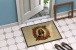 English Cocker Spaniel Christmas Flowers Doormat Front Door Mat Indoor Outdoor Rugs for Entryway, Non Slip Washable Low Pile, 24H X 36W