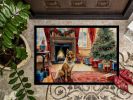 Finnish Spitz Cozy Christmas Doormat Front Door Mat Indoor Outdoor Rugs for Entryway, Non Slip Washable Low Pile, 24H X 36W