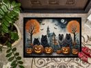 Keeshond Spooky Halloween Doormat Front Door Mat Indoor Outdoor Rugs for Entryway, Non Slip Washable Low Pile, 24H X 36W