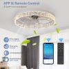 Modern Acrylic Ceiling Fan Light with Remote Control, Dimmable LED Chandelier, 6-Speed Adjustable, Quiet Motor, Flush Mount Design for Living Room