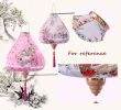 Chinese Cloth Lantern Painted Light Blue Flowers Creative Home Garden Hanging Decorative Lampshade 14"