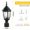 2 Pack Dusk to Dawn Outdoor 16" Black Post Light Fixture with Tempered Glass E26 Waterproof Pole 75W Post Lamp Outdoor Lighting Hard Wired for Yard