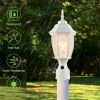 Dusk to Dawn Outdoor 16" White Post Light Fixture with Tempered Glass E26 Waterproof Pole 75W Post Lamp Outdoor Lighting Hard Wired for Yard, Driveway