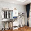 "95.6'' Closet Organizer System with Dual Hanging Rods, Shelves, and Drawers ��� White Engineered Wood Wardrobe for Bedroom Storage