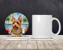 Australian Terrier Luau Large Sandstone Coasters Pack of 4 Absorbent Round Coasters Decor Gifts for Men or Women, 4 in, Multicolor