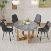 A modern and practical circular dining table. Made of MDF tabletop and wooden MDF table legs. A set of 4 cushioned chairs. CT-403 B0501A