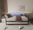 Twin Daybed with RGB LED Lights & Charging Station, Height Adjustable Day Bed Frame with Trundle, Versatile Metal Sofa Bed Frame for Bedroom