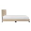 1pc Queen Platform Bed Light Brown Velvet Upholstered Adjustable Height Headboard Button Tufted Solid Wood Bedroom Furniture