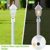 Dusk to Dawn Outdoor 16" White Post Light Fixture with Tempered Glass E26 Waterproof Pole 75W Post Lamp Outdoor Lighting Hard Wired for Yard, Driveway