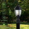 Dusk to Dawn Outdoor 16" Black Post Light Fixture with Tempered Glass E26 Waterproof Pole 75W Post Lamp Outdoor Lighting Hard Wired for Yard, Driveway